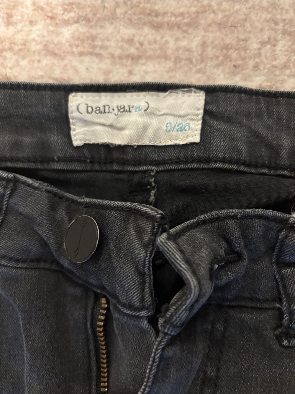 High-Rise Black Flare Jeans with Raw Hem - Picture 2 of 3